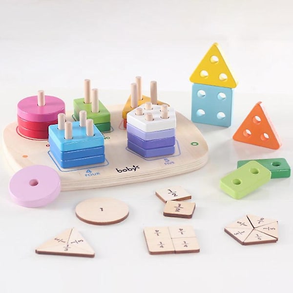 Set Träklossleksak Säker Praktisk Färdighet Matchande Spel Färg Formigenkänning Stapelleksak för Ålder 1-3
