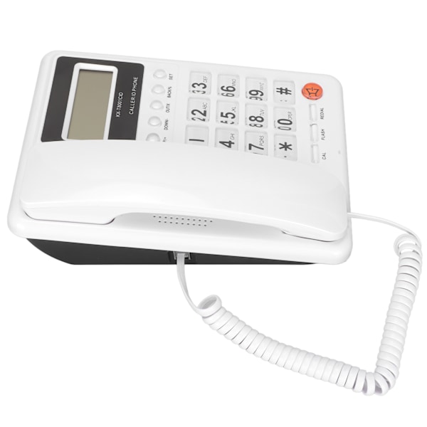 KXT8001CID Ledningstelefon Klassisk FSK DTMF Dobbelt System Fastnet Kontortelefon med Nummeridentifikation til Hjem Hotel (Hvid)