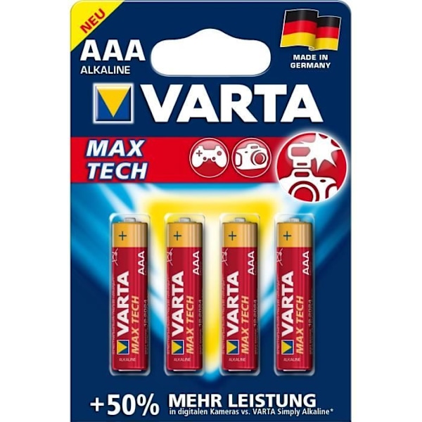 4 BATTERIER MAX TECH LR03 - AAA (Micro) (4703) VARTA