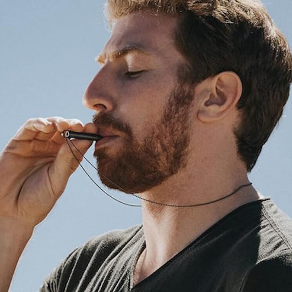 Andningshalsband för Ångest och Stresslindring, Medveten Andningsvissla Halsband Rose Gold