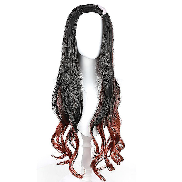 Demon Slayer Kamado Nezuko Cosplay Kostym för Halloweenfest Anime Set Presenter Endast Only Wig One Size - Wig