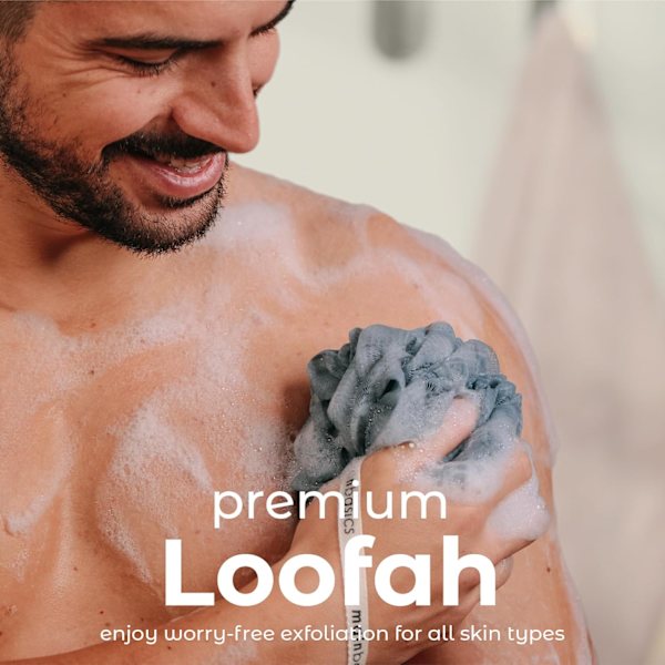 Badekar Dusj Loofah Svamp Puf Kroppsskrubb Exfoliator Kroppsvask Svamp (Set med 3, Luftig Blomst)