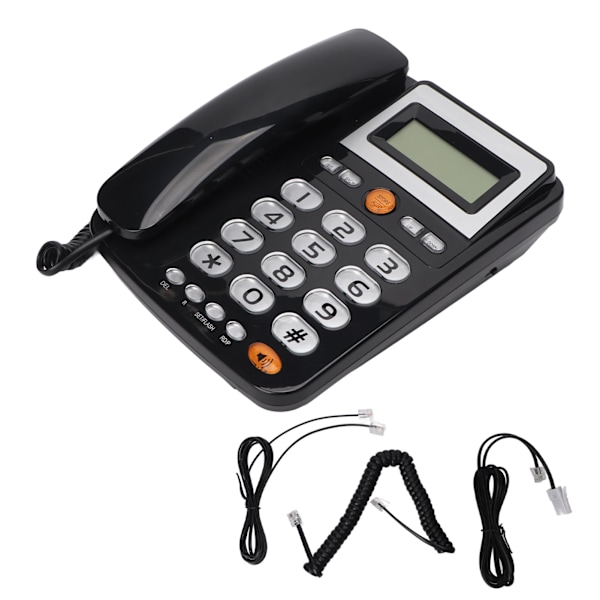 Large Button Corded Phone Handsfree Call LCD Adjustable Brightness Speed ​​Dial Landline Black