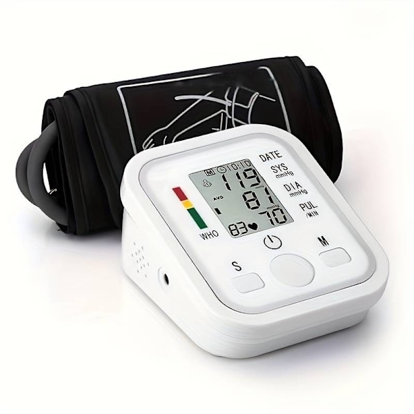 Blodtrykksmåler for overarm med minnefunksjoner Hvit【HY】 White White