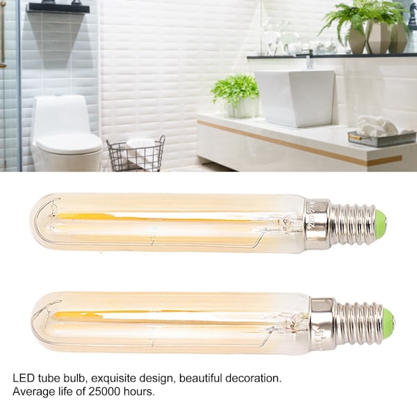 2 stk LED rørlampe 4W E14 2300K Rørformet pære T20x120 220‑240V til belysning