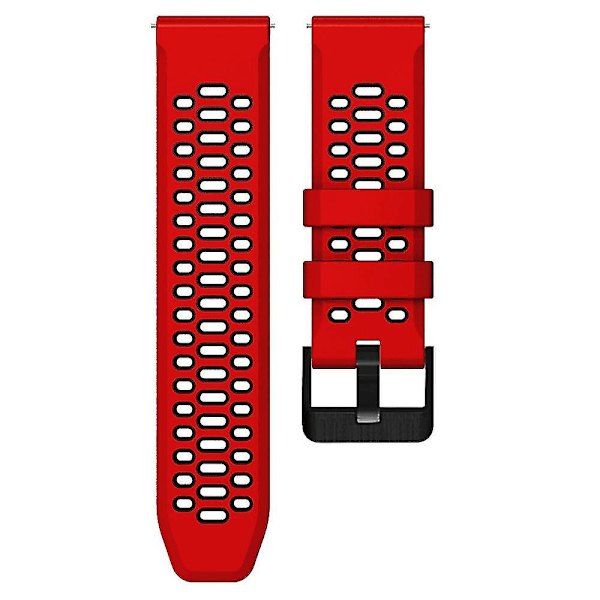 Dual Farve Silikonerem til Suunto 7/9/9 Baro 24mm med Multi-hul Design Hurtigudløser Spænde Armbånd Red Black