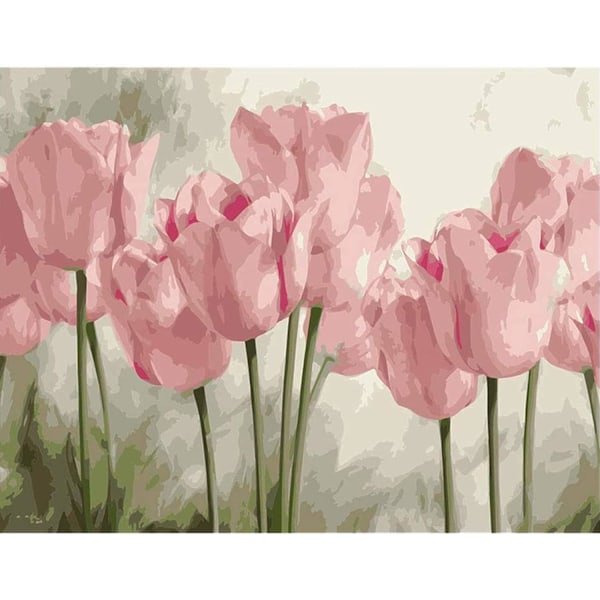 Paint by number for adults 16x20 inches Pink tulips