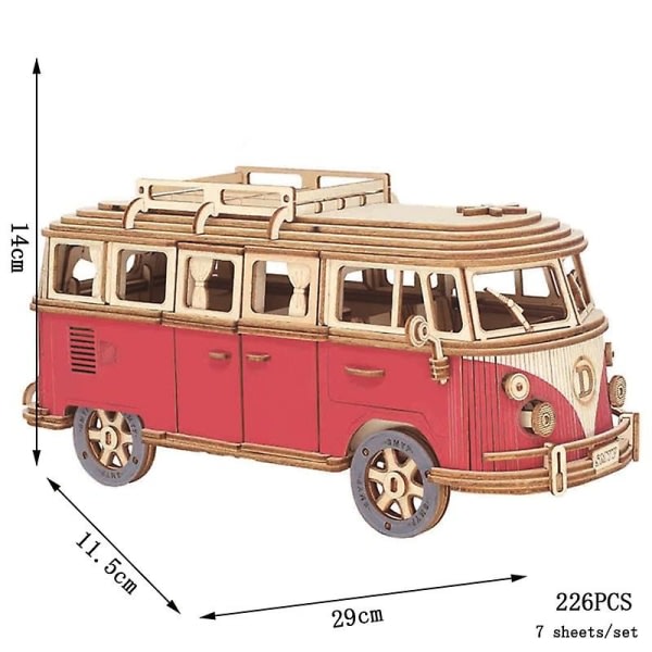 Retro buss husbil i europeisk stil 3d träbil pussel gör-det-själv-segelfartyg Flygplan Byggnad husmodell sticksågsleksaker för barn