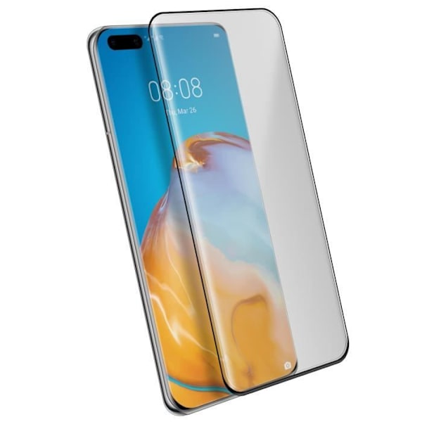 Film Huawei P40 Pro Härdat Glas 9H Anti spår Transparent Svart kontur Svart