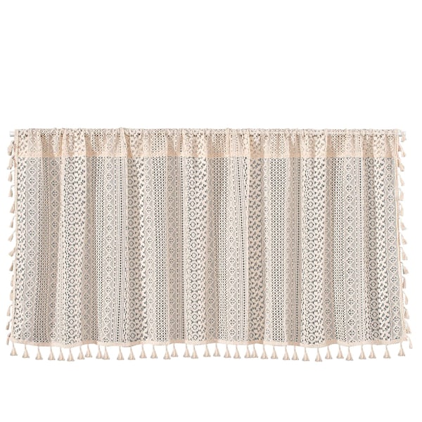 Boho Gardiner med Frynser, Korte Landlige Cafégardiner til Skabe og Døre A A 150*60