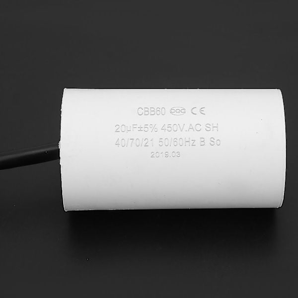 Cbb60 motor startkondensator 450v 20uf mikrofarad kondensator med ledning