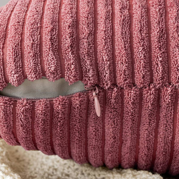 Kuddfodral i corduroy, avlångt, dekorativt kuddfodral, randigt, mjukt, bluff hem för soffa sovrum 30X50cm pink