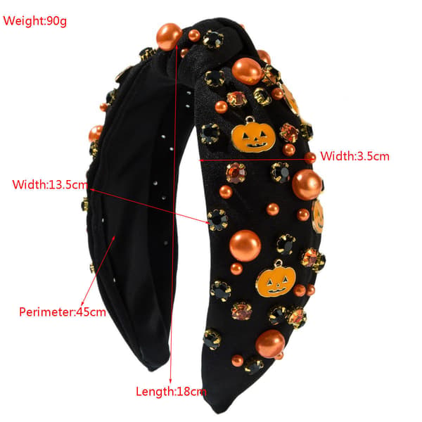 Halloween Hårbøjle til Damer Perleknude Hårbøjle til Ferier Sort Orange Hårpynt