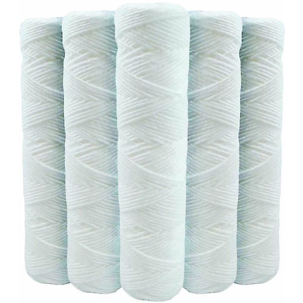 Sett med 5 spiralformede vannfilterpatroner Anti-sediment 9 tommer 3/4 - 20 mikron Kompatibel med 10 tommers filtre Laget i Frankrike Cross