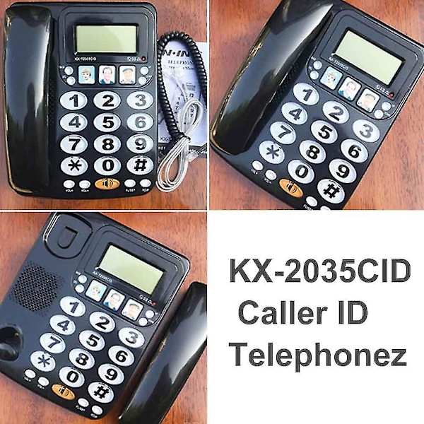 Kx 2035cid ledning telefon kontor opkalds-id mini bærbar stor knap