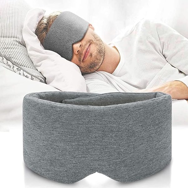 Bomullsögonmask för män - Uppgraderad design för mörkläggning, perfekt för sidosovare