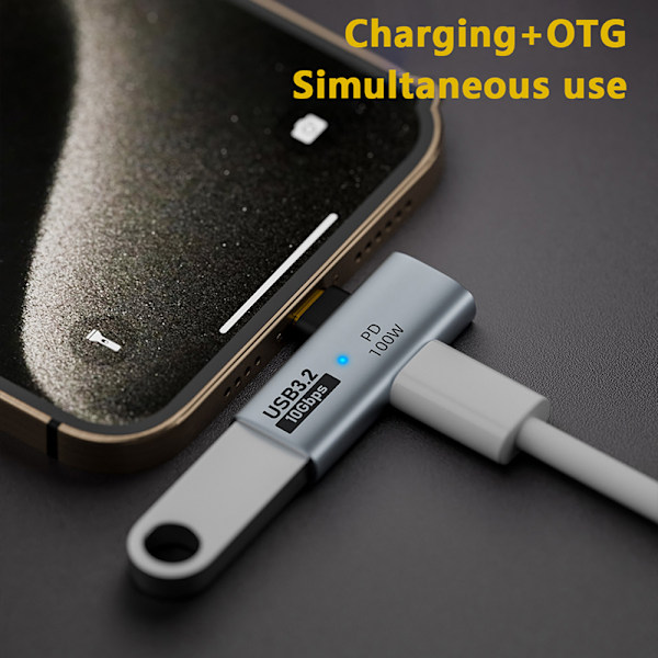 USB Type-C 10 Gbps OTG 2-i-1-adapter med 100W PD-ladingtilkobling Adapter