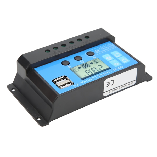 Solcellelader med LCD-skjerm Dual USB Industriell hovedbrikke Solcellepanelkontroller for gatelys 12V 24V 20A