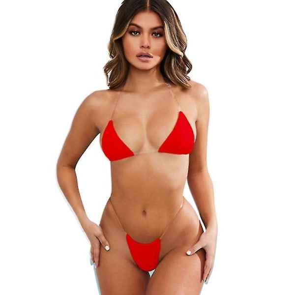 Osynlig bandeau bikini enfärgad dam badkläder bikini tvådelad set one size (multi )【HY】