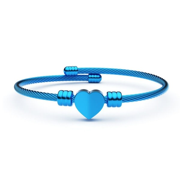 Kärlekshjärta Berlock Armband vajerarmband BLÅT Blå