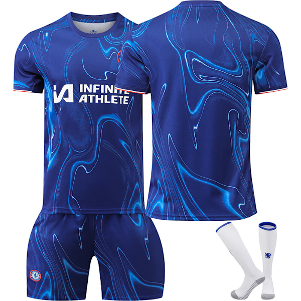 24/25 Børnefodbolddragt Træningsdragt Fodbolddragt til Drenge, Chelsea Fodboldhold Træningsdragt Trøjer Shorts og Strømper【HY】 XS