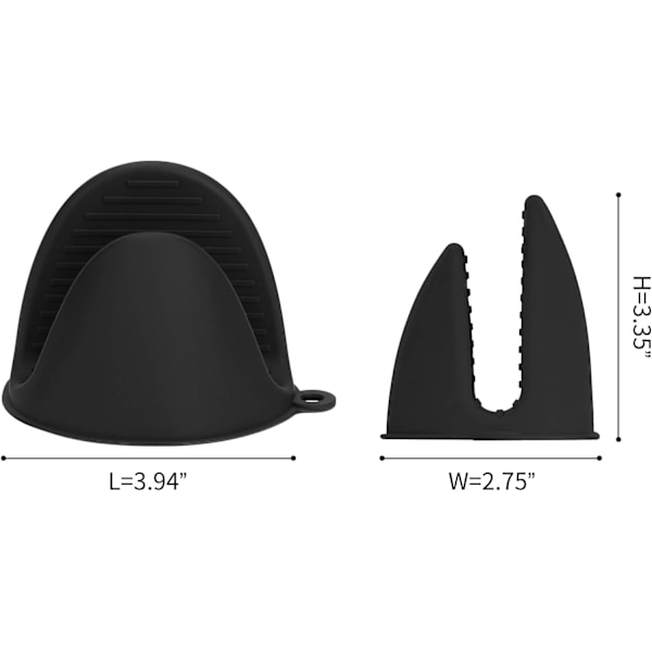 Mini Silikon Ovn Handsker, 2 Par Varmebestandige Greb Handsker, Termoskop til Madlavning og Bagning i Køkkenet (Sort)