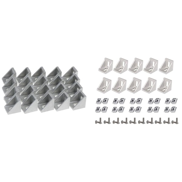 20 pcs 2020 corner bracket angle aluminum 20 x 20 L contact bracket & 50 pcs 2020 series aluminum P