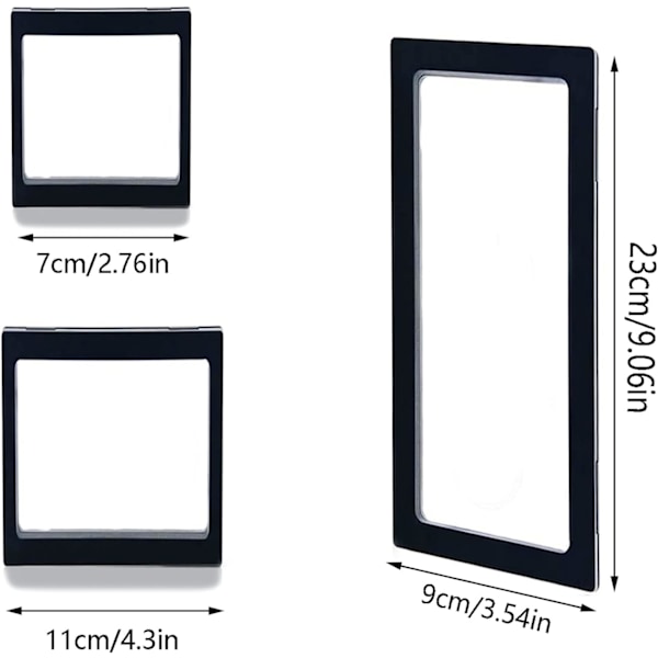 6 stk. 3D Flydende Monter, Smykkeorganisator til Displayboks, til Smykkedisplay (Sort)
