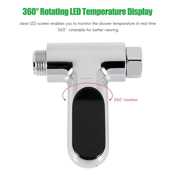 LED-display duschtermometer automatisk elmonitor temperaturmonitor för vård