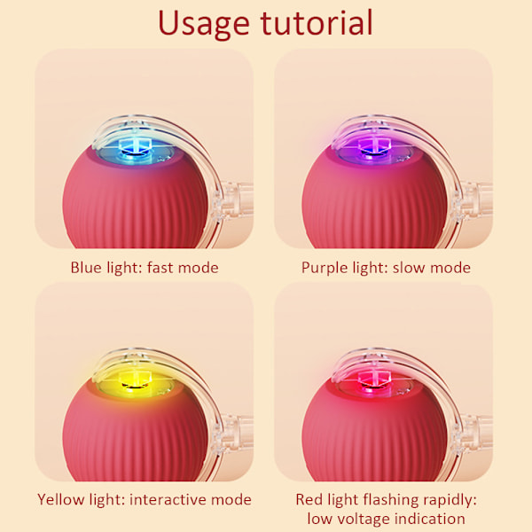 2024 Smart Cat Ball Toys Automatisk Rullande Boll Elektrisk Kattleksak Självstyrande Interaktiv Katt Hund Red