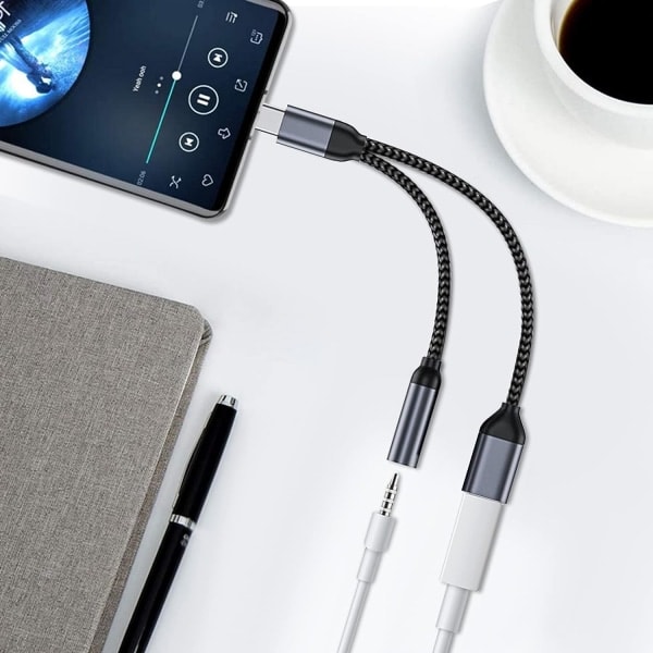 Galaxy USB C till 3,5 mm Jack Adapter, Typ C till 3,5 mm Aux Hörlursadapter