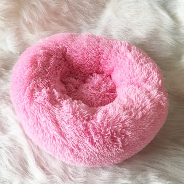 Queta katteseng, vakker dyreseng, liten hundseng dyreseng Pluss myk rund katteseng (50 cm) lys rosa light pink Diameter 50 cm