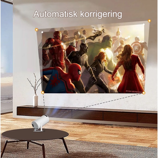 Projektor 4k Android 11 Dual Wifi6 200 Bt5.0 1080p 1280*720p Hvit