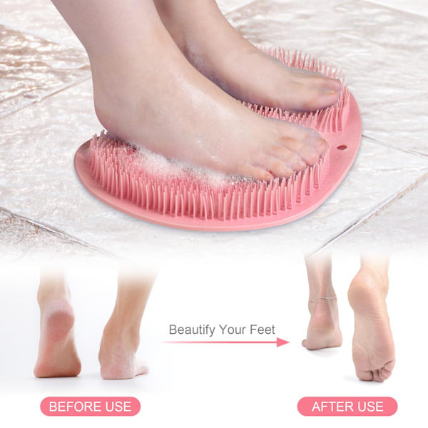 Fotborste för Dusch, Fotrengörings- och Massagematta med Halkfria Sugkoppar, Dusch- och Badrums Fotborstmatta (Rosa) Pink