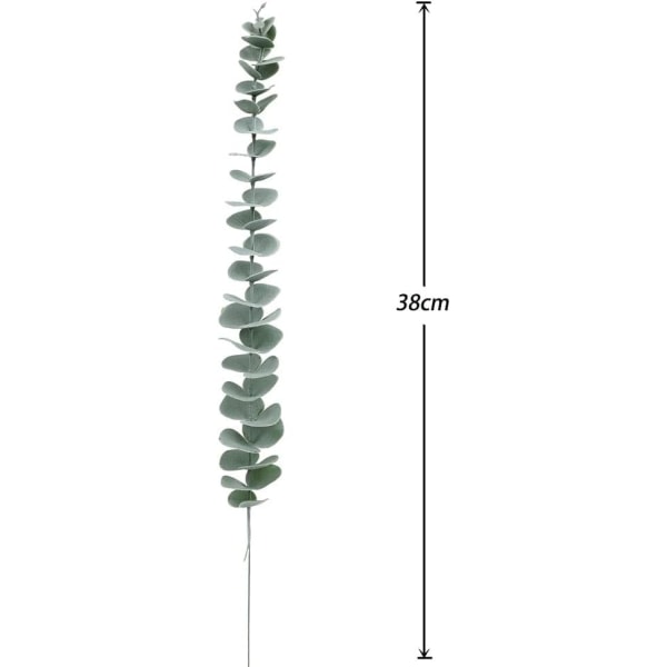 10 st konstgjorda eukalyptusgrenar, plasteukalyptusblad, 38 cm i grågrönt - för blomsterarrangemang, bröllopsfest, heminredning, kontor