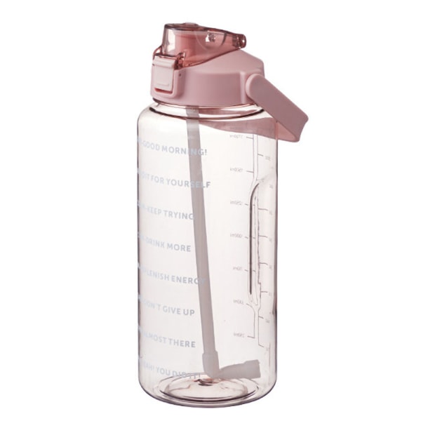 2L Vandflaske Med Sugerør Stor Bærbar Rejseflaske Pink