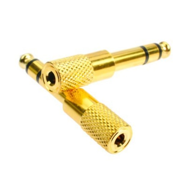 4 stk. 6,35 til 3,5 jack adapter ren kobber 24K guldbelagt stor jack