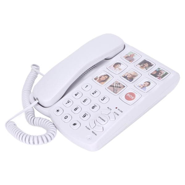 LD‑858HF Telefon med store knapper Forbedret fotohukommelse Fastnettelefon med ledning til seniorer