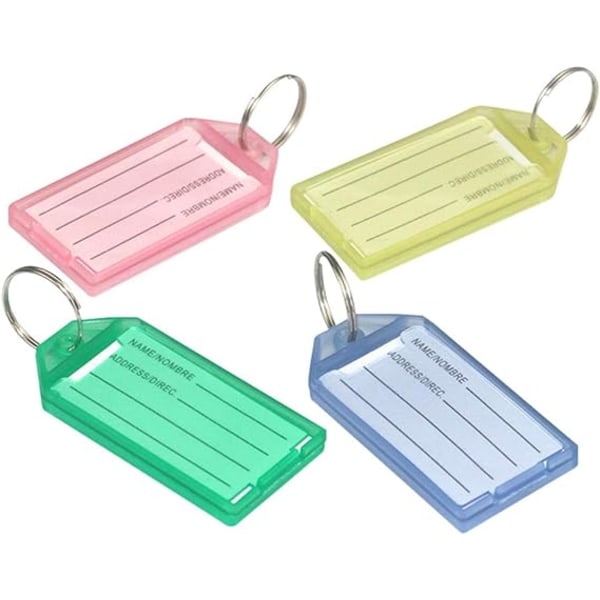 40st färgglad plastetikett Nyckelring Bagagenamnetikett Tagg Nyckelring Klassificering Nyckelringar (10st rosa, 10st blå, 10st gul, 10st grön)