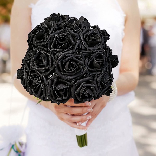 60 stk. sorte roser kunstige blomster, naturtro sorte blomster skum falske roser