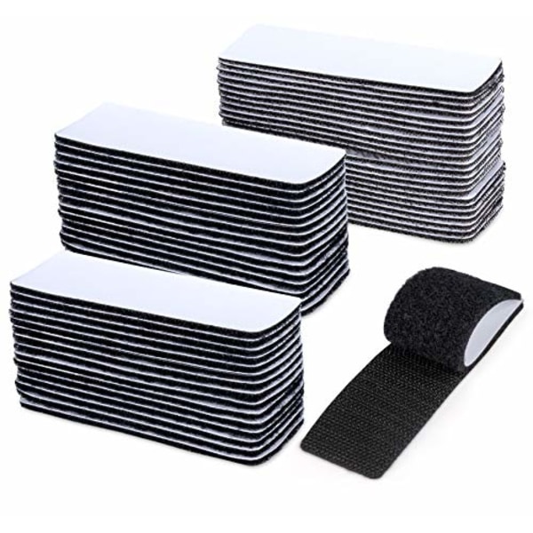 Dobbeltsidet velcro 3 x 10 cm, 30 par industriel kraftig velcro - Sort ekstra stærk selvklæbende rektangel til alle