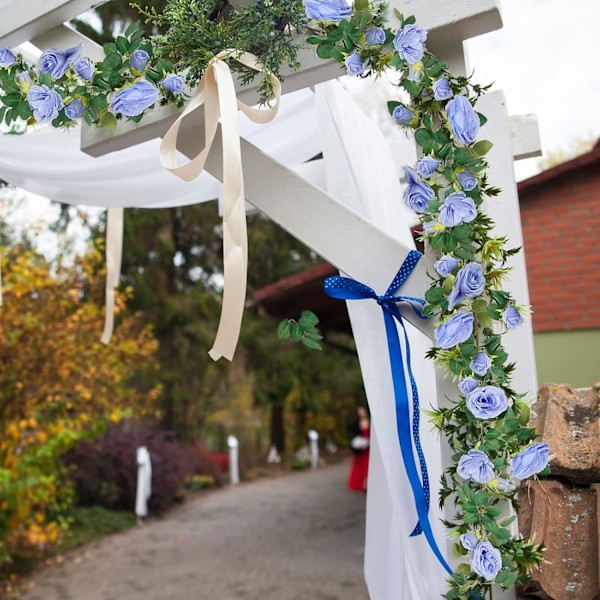 4 st Konstgjorda Rosrankor Falska Blomstergirlanger Falska Sidenrosor Hängande Rankor för Bröllopsfest Bakgrund Båge Trädgårdsdekoration (Blå)