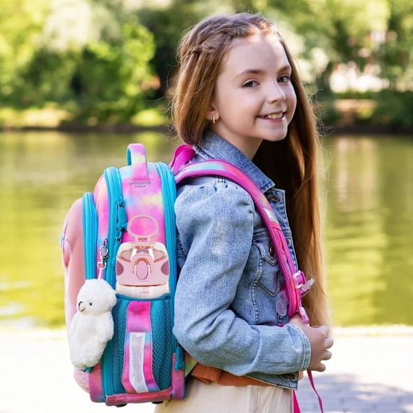 Vesipullo pillillä BPA-vapaa Kevyt 400ml Taaperon juomapullo kahvalla Pillipullo - Pinkki