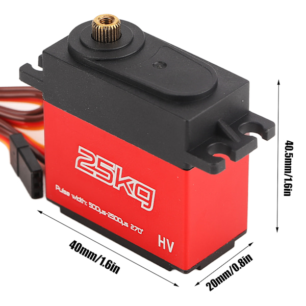 25 kg digitalt servo, vandtæt, støjsvagt, højt drejningsmoment, 270 grader, 25T metalgearservo til robotarme, RC-biler