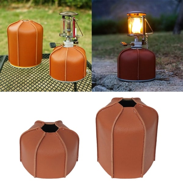 Gasbehållarskydd Cylinder PU Läder Gasbehållare Skyddsfodral Propan Gas Cylinder Skydd Gasbränsletankar Skydd gastank 450g