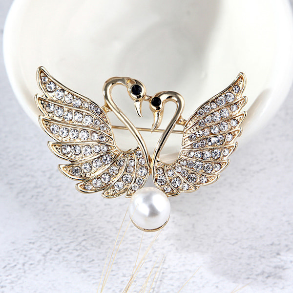 e Crystal Swan Brooch Pins Rakastajien Eläin Strassit Broochit J Gold