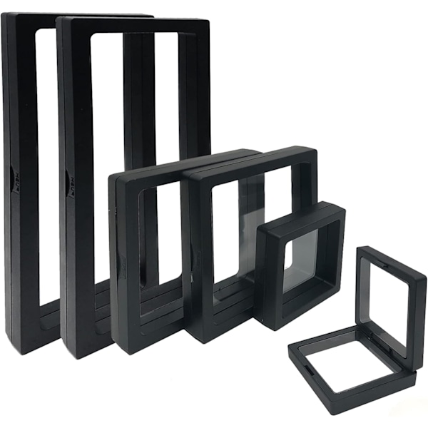 6 stk. 3D Flydende Monter, Smykkeorganisator til Displayboks, til Smykkedisplay (Sort)