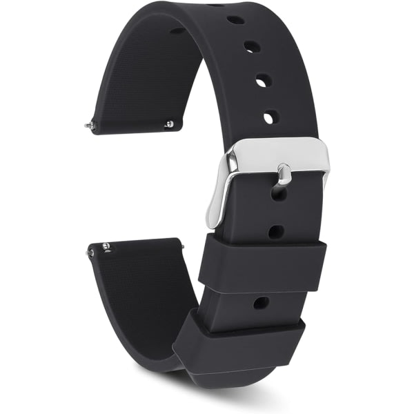 Watch , vattentäta ersättningsremmar av mjukt gummi med snabbkoppling och försilvrat spänne i rostfritt stål Smart Watch -armband