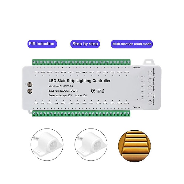 Trappe LED Bevægelsessensor Controller Smart Trappe Induktion Controller LED Strip Dimmer Trappebelysning