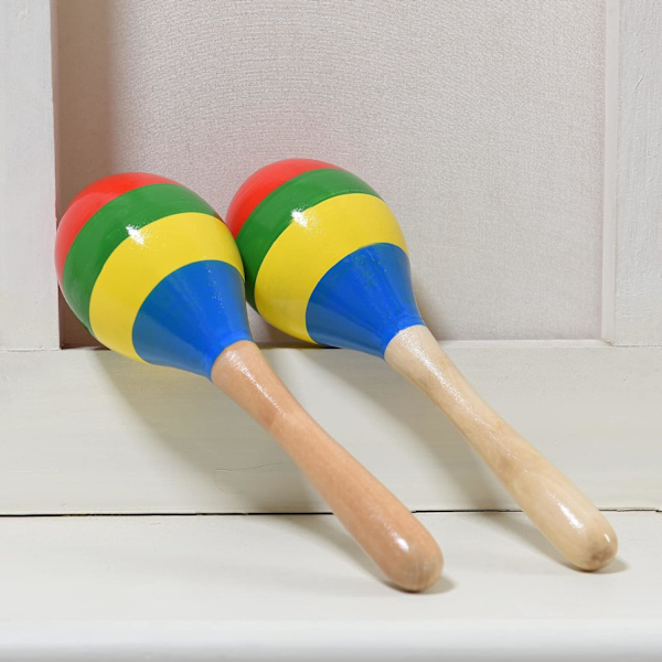 Maracas Hand Percussion Rattles, Trä Rumba Shaker Musikinstrument för Barn Vuxna, Set med 2
